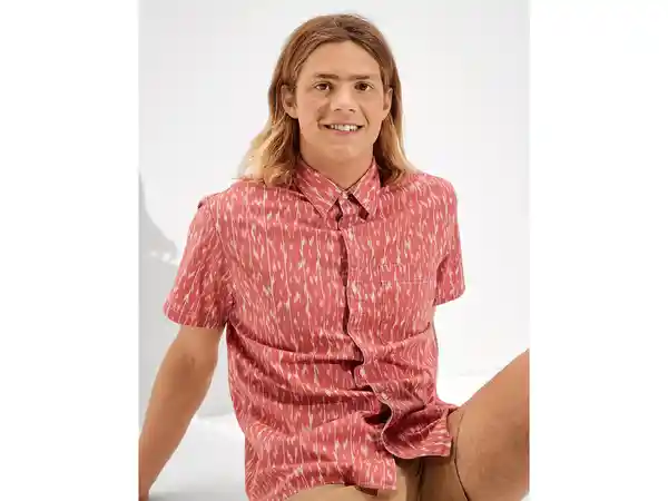 American Eagle Camisa Estampada Resorte/Botones Borgoña Large