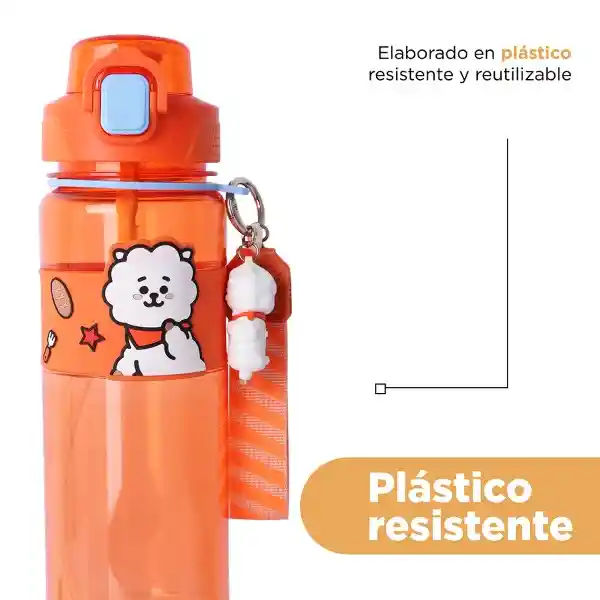 Botella Con Correa y Funda Serie Naranja 800 mL Bt21 Miniso