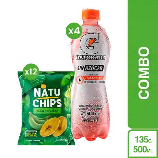 Combo Gatorade Fresa Kiwi Sin Auzcar + Natuchips Plátano