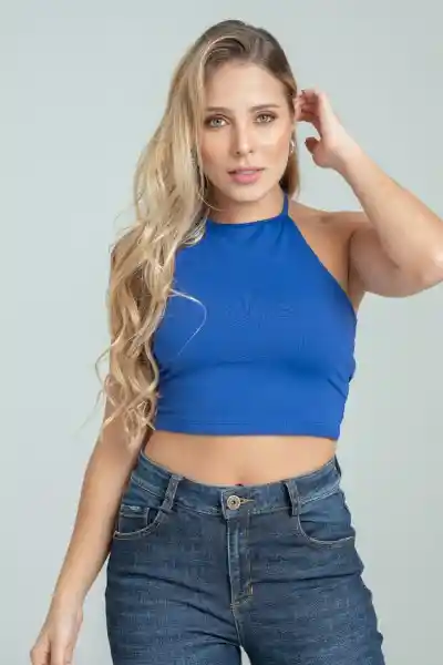 Crop Top Anastasia Color Azul Klain Talla M Ragged