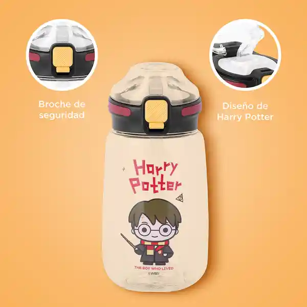 Botella Plástico Tapa Automática Serie Harry Potter Negra Miniso