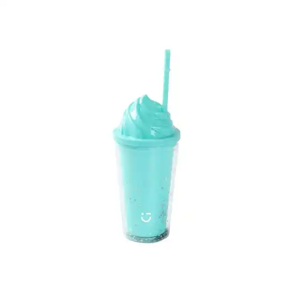 Vaso Plástico Con Pitillo de Verde 480 mL Serie Miniso