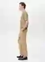 Camiseta Tricot Fluid Beige Talla L Hombre Mango