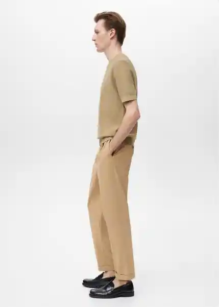 Camiseta Tricot Fluid Beige Talla L Hombre Mango