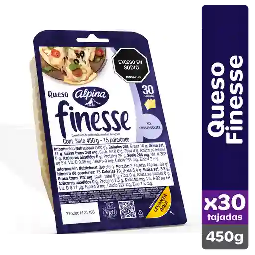 Finesse Queso Mozarella 30 Tajadas 450 g