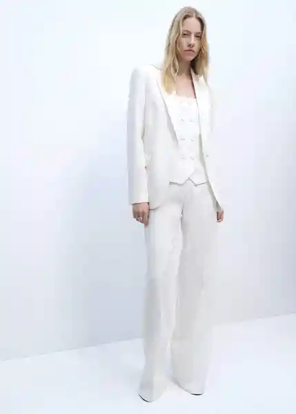 Blazer Americana Iguana Offwhite Talla M Mujer Mango