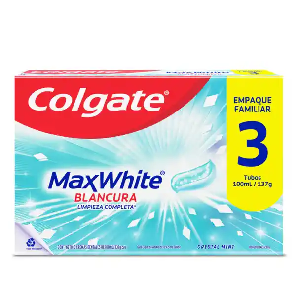 Crema Dental Colgate Max White Complete Clean 100 mL x 3 Und