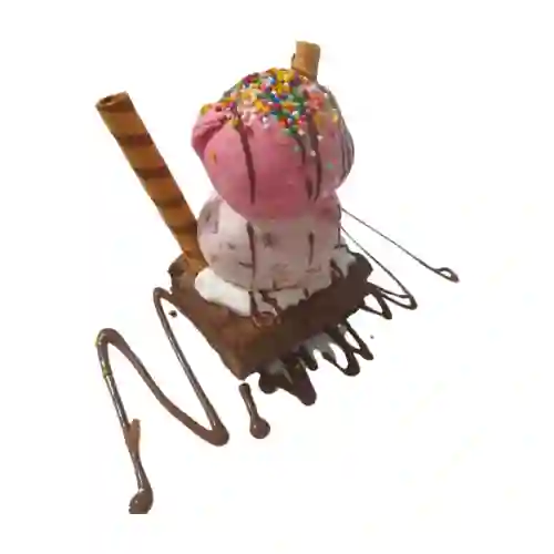 Brownie con Dos Helados