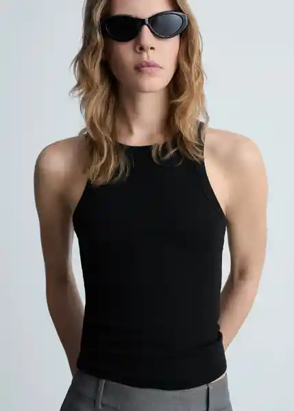 Top Boni Negro Talla L Mujer Mango