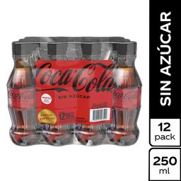 Gaseosa Coca-Cola sin Azúcar PET 250ml x 12 Unds