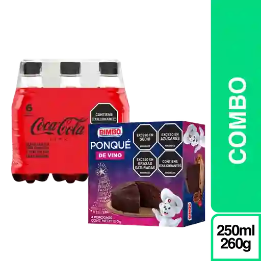 Combo Coca-Cola Zero + Ponque Bimbo Vino 