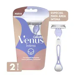 GILLETTE Venus Íntima Cuchilla de Afeitar Mujer Máquina de Afeitar Desechable con Barra Protectora para Área Íntima Depilación Zona Íntima 2 Uds