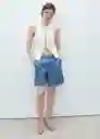 Bermuda Marina Tejano Medio Talla 36 Mujer Mango
