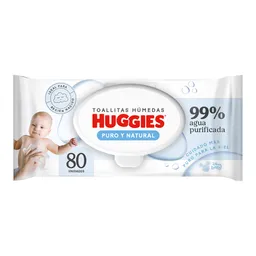 Toallitas Húmedas Huggies Puro y Natural Desechables 80 Und
