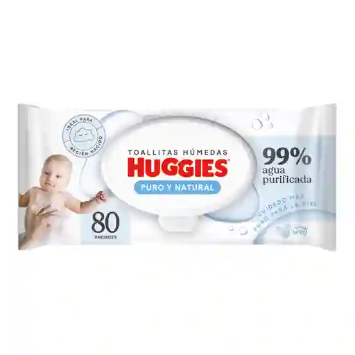 Toallitas Húmedas Huggies Puro y Natural Desechables 80 Und
