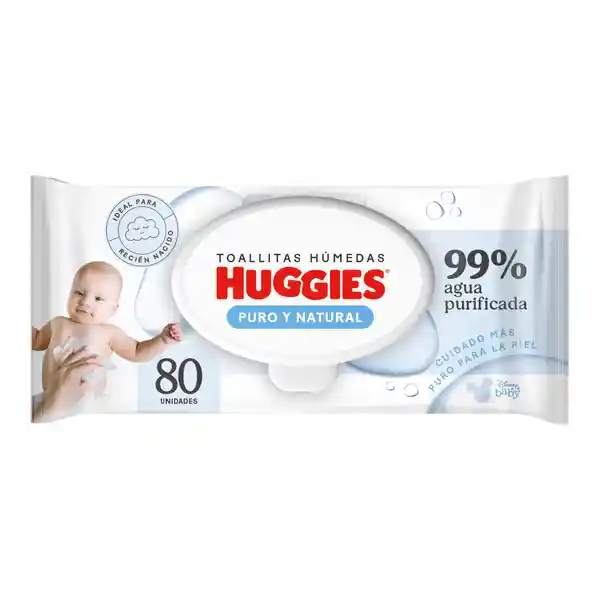 Toallitas Húmedas Huggies Puro y Natural Desechables 80 Und