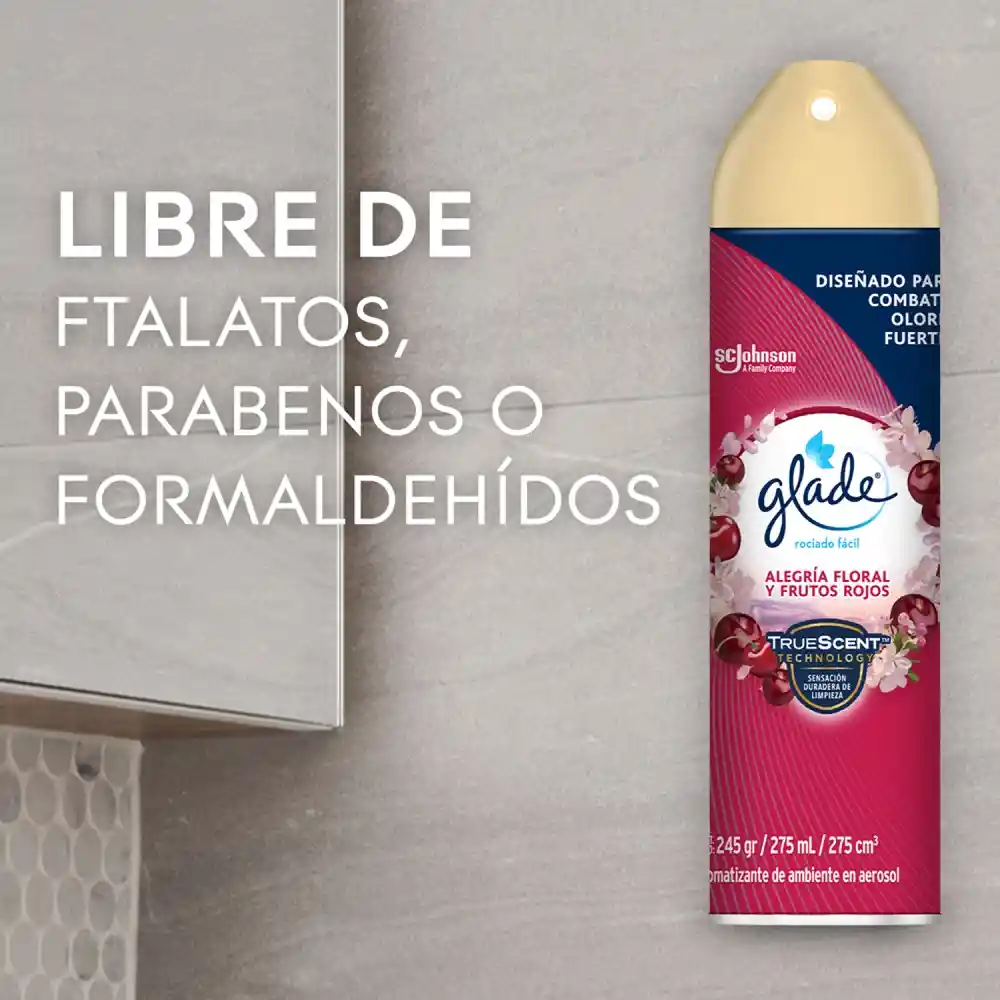 Glade Ambientador Aerosol Alegría floral y frutos rojos, 275ml