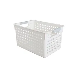 Organizador Plástico Con Asa Versión Alta Blanco L Miniso