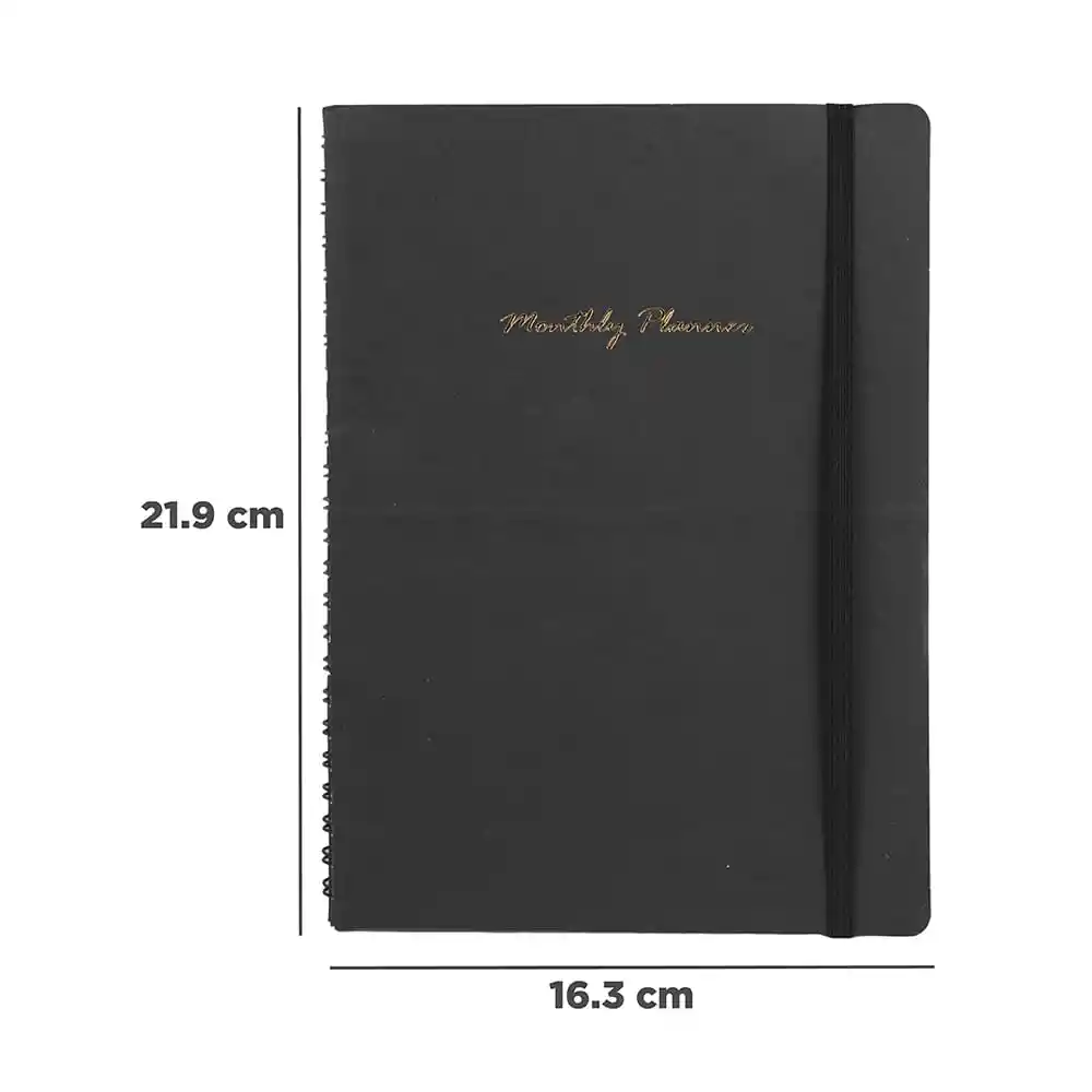 Cuaderno de Espiral Con Plan Mensual Negro 80 Hojas Miniso