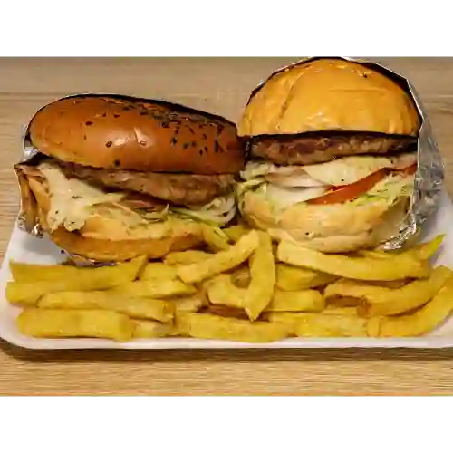 2 Burger Canelo Zoo & Papas Fritas