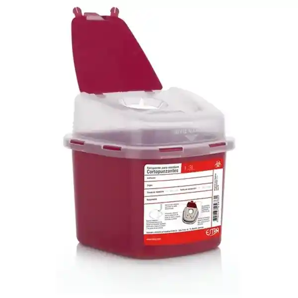 Estra Recipiente Residuos Corto Punsantes Rojo 1.3 L