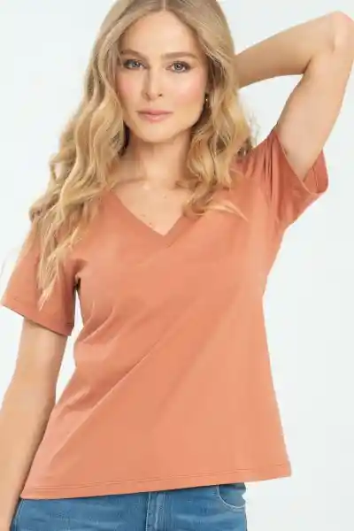 Camiseta Escote V Color Blush Talla S Ragged