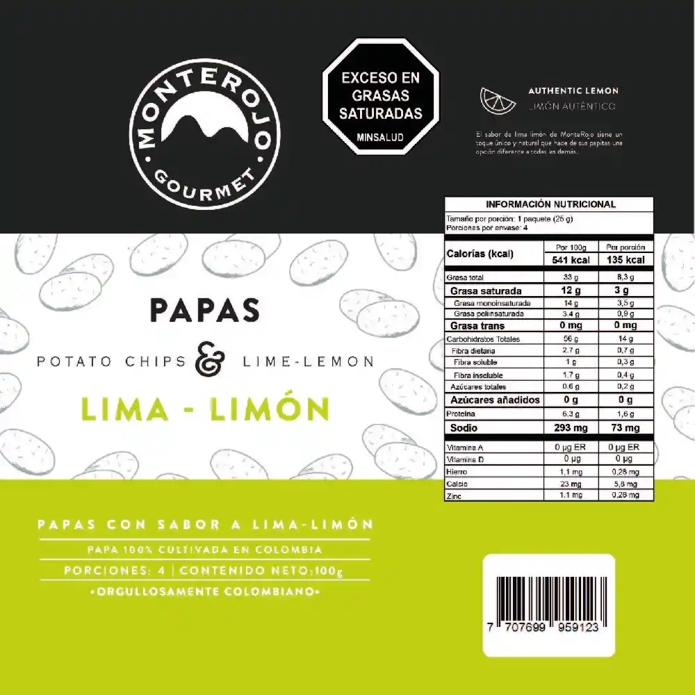Papas Lima Limón 100gr MonteRojo Gourmet 