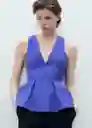Top Palma Azul Talla S Mujer Mango
