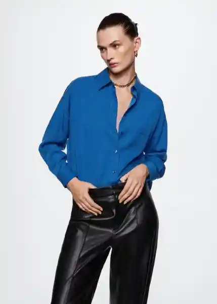 Camisa Lima Azul Talla 18 Mujer Mango