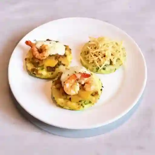 Patacones gratinados con camaron