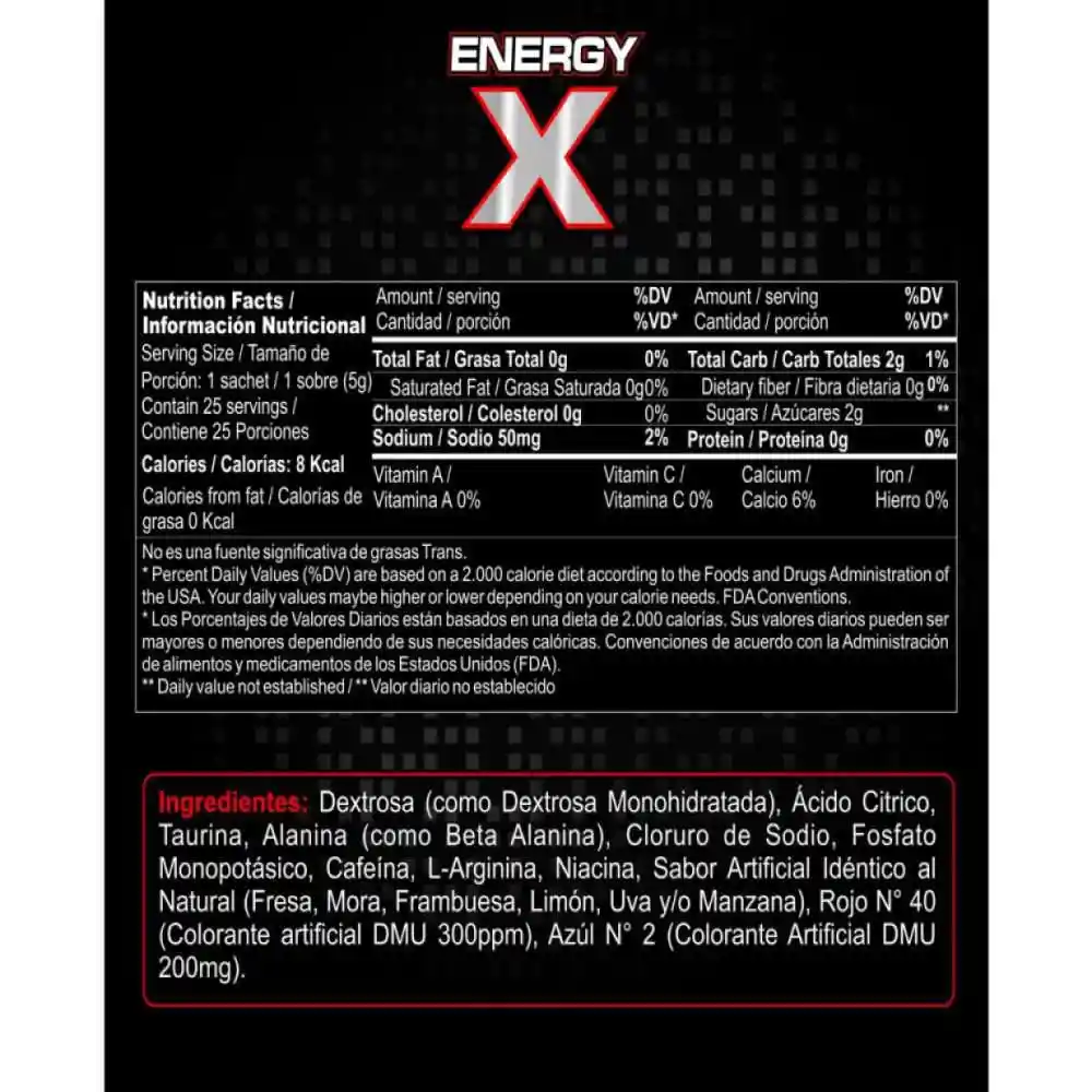 Energy X Bebida Energizante en Sobres