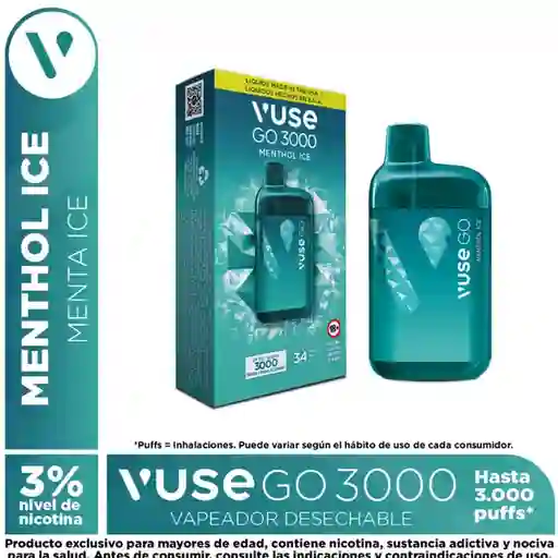 Vuse Go Vapeador Menthol Ice 3000 Puffs