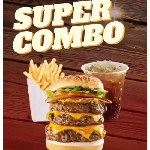 Hamburguesa Triple + Papas + Te Helado