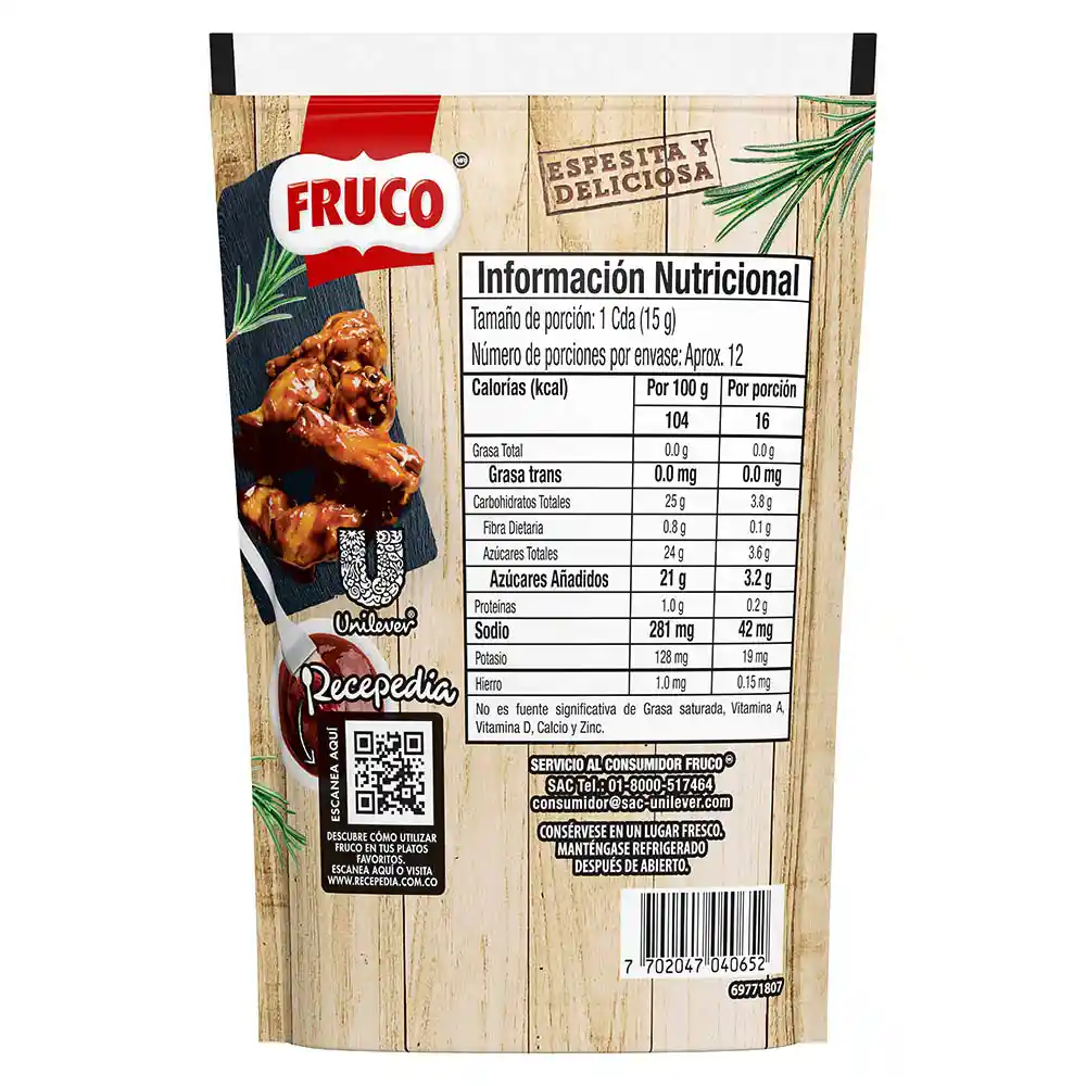 Salsa Fruco BBQ artesanal doypack 180G