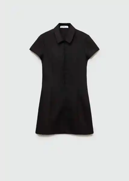 Vestido Cortes Negro Talla L Mujer Mango