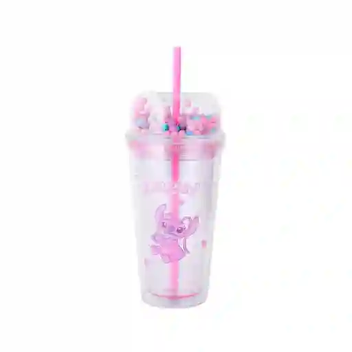 Vaso Doble Pared Pitillo Disney Stitch Ángel 480 mL Miniso