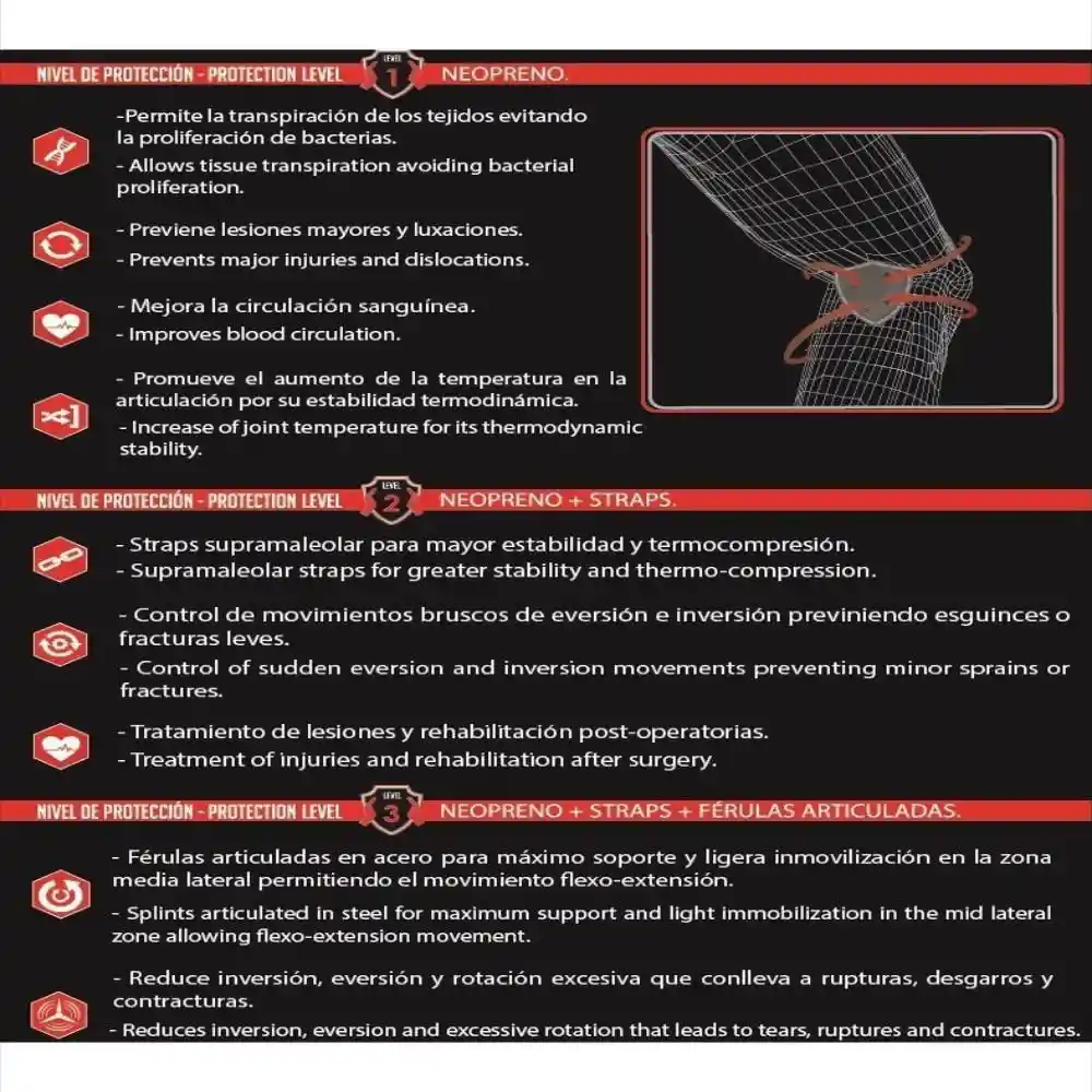 K6 Rodillera Ortopédica con Soporte de Metal Nivel 3