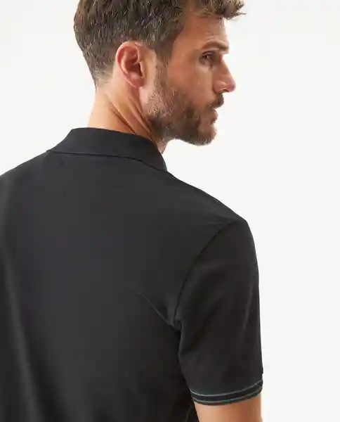 Camiseta Striped Placket Polo Negro Sombrio T S Chevignon