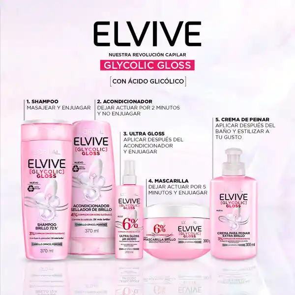 Pack Elvive Glycolic Gloss Shampoo + Acondicionador