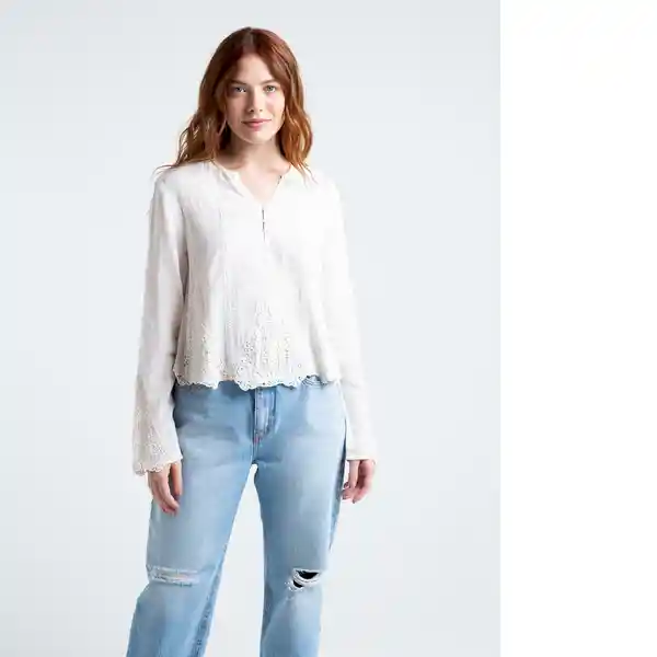  Camisa Karim Mujer Crudo Marfil Claro Talla M Naf-Naf 