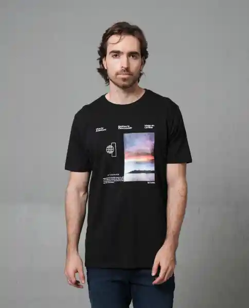 Camiseta Hombre Negro L 102G112_NEG194007 Rifle