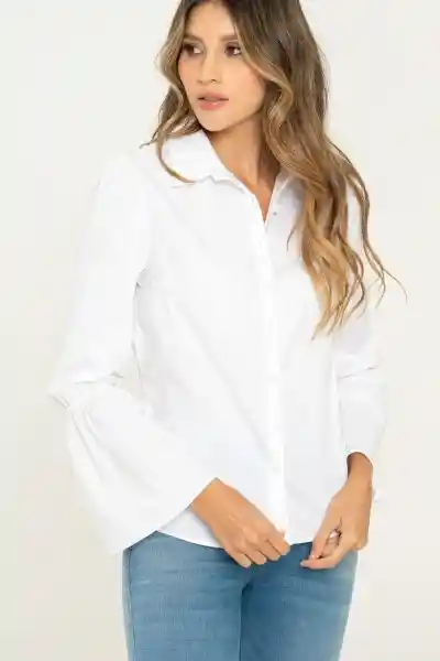 Camisa Popelina Manga Campana Color Blanco Talla XL Ragged