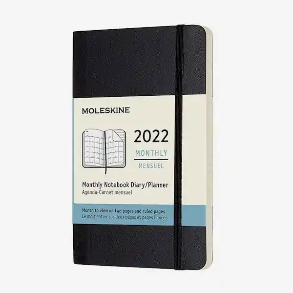 Moleskine Agenda Mensual 2022 Soft Cover Negra 9 x 14 cm Pequeña