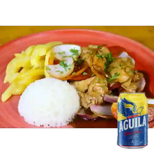 Combo Pollo Saltado + Aguila Orig Lta 330ml