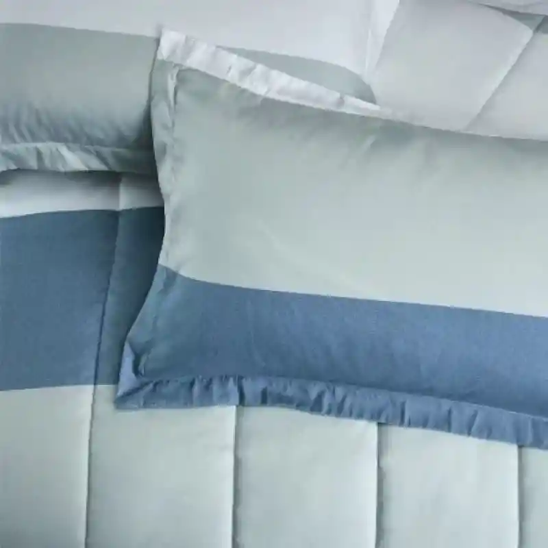 Expressions Comforter Estampado Para Cama Sencilla Rayas Azul (150 X 230 Cm). Incluye: 1 Funda 50 X 70 Cm + 5 Cm. Marca: . Sku 209196