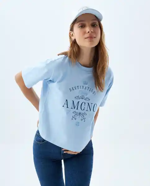 Camiseta Mujer Azul Talla XS 609F002 Americanino