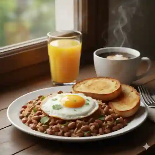 Calentado Frijol + Huevo+pan+bebida