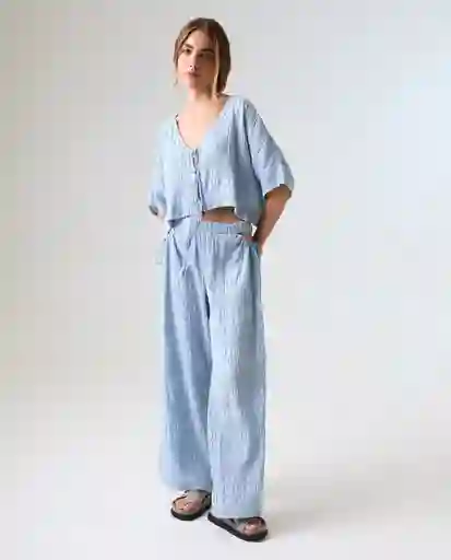 Camisa Mujer Azul Talla S 612G005_AZU144210 Americanino