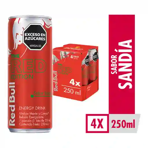 Red Bull Pack Bebida Energizante Sandía 4 x 250 mL