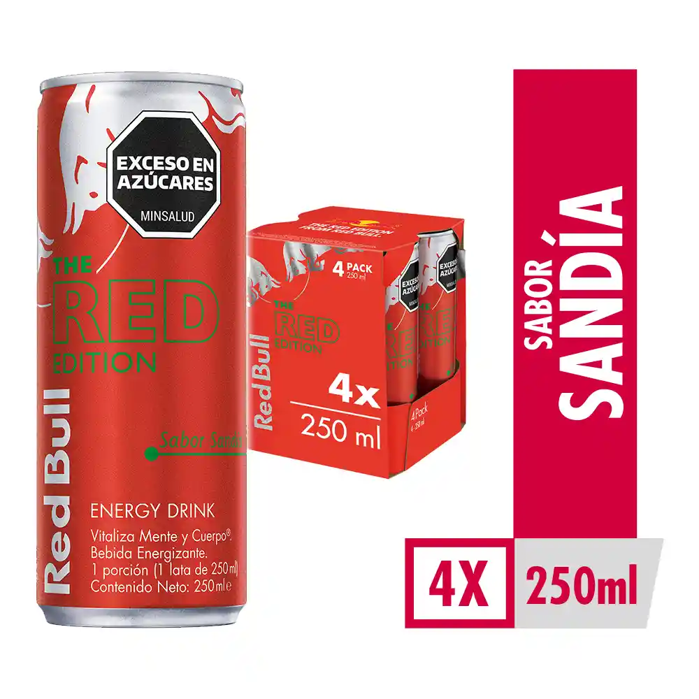 Red Bull Pack Bebida Energizante Sandía 4 x 250 mL